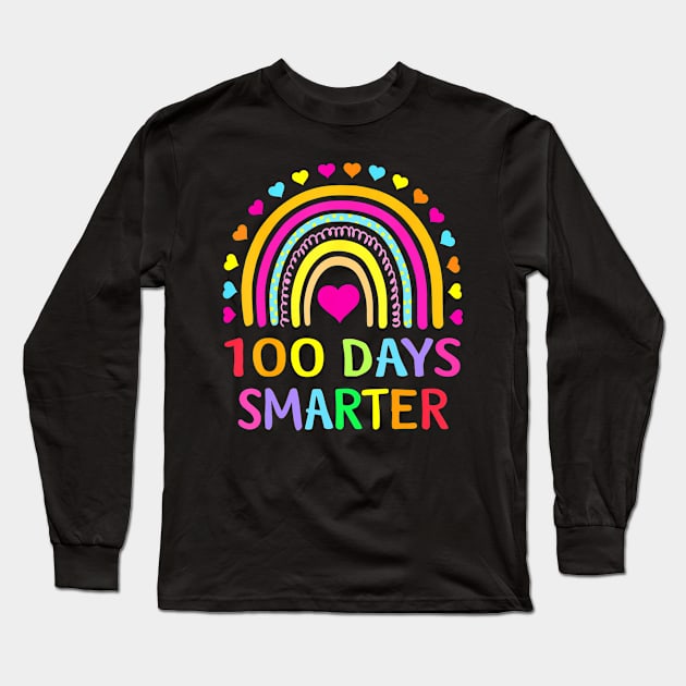 100Th Day Of School Teacher 100 Days Smarter Rainbow Long Sleeve T-Shirt by snownature